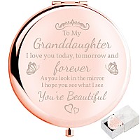 Boutikpro Granddaughter Birthday Gift Compact Mirror From Grandma Grandpa Gorgeous Rose Gold Compact Mirror Unique Granddaughte