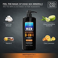 Dead Sea Collection Mens Body Wash 3 In 1 Citrus Body Wash For Men Mens Shampoo Mens Face Wash Shampoo For Men Pack Of