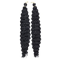 Batisi Water Wave Crochet Hair 2 Packs Curly Braiding Hair For Boho Braids Synthetic Bohemian Curly Crochet Hair 14 Inch 1B Bla