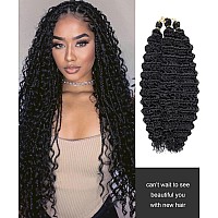 Batisi Water Wave Crochet Hair 2 Packs Curly Braiding Hair For Boho Braids Synthetic Bohemian Curly Crochet Hair 14 Inch 1B Bla