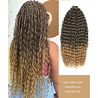 Batisi Water Wave Crochet Hair 2 Packs Curly Braiding Hair For Boho Braids Synthetic Bohemian Curly Crochet Hair 18 Inch Brown