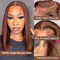 Huiwanyan Brown Straight Lace Front Wigs Human Hair 13X4 Hd Glueless Lace Frontal Human Hair Wigs For Black Women 180 Density C