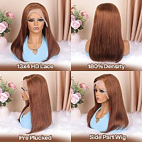 Huiwanyan Brown Straight Lace Front Wigs Human Hair 13X4 Hd Glueless Lace Frontal Human Hair Wigs For Black Women 180 Density C