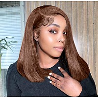 Huiwanyan Brown Wig Human Hair 13X4 Bob Lace Front Wigs Human Hair Pre Plucked Chocolate Brown Hd Lace Front Wigs For Black Wome