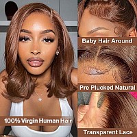 Huiwanyan Brown Wig Human Hair 13X4 Bob Lace Front Wigs Human Hair Pre Plucked Chocolate Brown Hd Lace Front Wigs For Black Wome