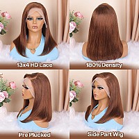 Huiwanyan Brown Wig Human Hair 13X4 Bob Lace Front Wigs Human Hair Pre Plucked Chocolate Brown Hd Lace Front Wigs For Black Wome