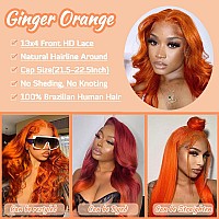 Fascara 28Inch 13X4 Lace Front Body Wave Wig Human Hair 350 Color 180 Density Lace Frontal Wig Ginger Orange Body Wave Lace Fro