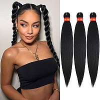 Black Pre Stretched Braiding Hair 22 Inch Kanekalon Box Braid Hair Extensions 3 Packs Yaki Texture Pre Feathered Braids Hair Eas