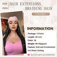 Black Pre Stretched Braiding Hair 22 Inch Kanekalon Box Braid Hair Extensions 3 Packs Yaki Texture Pre Feathered Braids Hair Eas