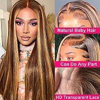 Queen Story 28 Inch Highlight Ombre Lace Front Wig Human Hair Pre Plucked 13X4 Colored 427 Hd Straight Lace Frontal Human Hair