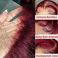 Fascara Lace Front Wigs Human Hair 20Inch 99J Burgundy Body Wave 13X4 Lace Front Human Hair Wigs Pre Plucked With Baby Hair 180