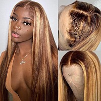 Queen Story Highlight 13X4 Lace Front Wigs Human Hair Ombre 427 Colored Honey Blonde Lace Front Wigs Pre Plucked With Baby Hair