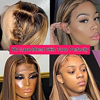 Queen Story Highlight 13X4 Lace Front Wigs Human Hair Ombre 427 Colored Honey Blonde Lace Front Wigs Pre Plucked With Baby Hair