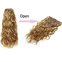 Loxxy Clip In Human Hair Extensions 27 Strawberry Blonde Natural Wave Real Human Hair Extensions For Women 20Inch Double Weft 1