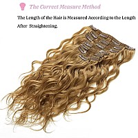 Loxxy Clip In Human Hair Extensions 27 Strawberry Blonde Natural Wave Real Human Hair Extensions For Women 20Inch Double Weft 1