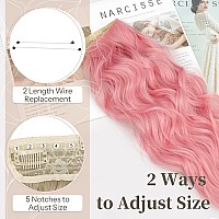 Kookastyle Light Pink Hair Extensions Invisible Wire Hair Extensions With Transparent Headband Adjustable Size 4 Secure Clips L