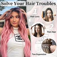 Kookastyle Light Pink Hair Extensions Invisible Wire Hair Extensions With Transparent Headband Adjustable Size 4 Secure Clips L