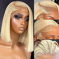 Huiwanyan Blonde Lace Front Wigs Human Hair 13X4 Hd Lace Front Wigs Human Hair Pre Plucked 613 Colored Bob Wig Human Hair Gluele