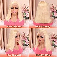 Huiwanyan Blonde Lace Front Wigs Human Hair 13X4 Hd Lace Front Wigs Human Hair Pre Plucked 613 Colored Bob Wig Human Hair Gluele