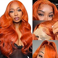 Fascara Lace Front Human Hair Wig 22Inch Ginger Orange Lace Front Wig 350 Color 180 Density Brazilian Virgin Human Hair Body Wa