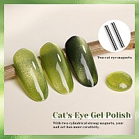 Tutuyu Lime Green Cat Eye Gel Nail Polish 051 Fl Oz Crystal Glitter Holographic Cateye Magnetic Gel Polish For Manicure Salon