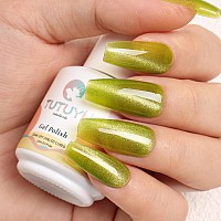 Tutuyu Lime Green Cat Eye Gel Nail Polish 051 Fl Oz Crystal Glitter Holographic Cateye Magnetic Gel Polish For Manicure Salon