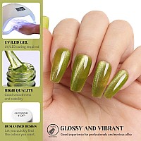 Tutuyu Lime Green Cat Eye Gel Nail Polish 051 Fl Oz Crystal Glitter Holographic Cateye Magnetic Gel Polish For Manicure Salon