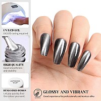 Tutuyu Crystal Cat Eye Gel Nail Polish 15Ml Holographic Galaxy Gel Polish Soak Off Uv Led Nail Lamp Magnetic Silver Shimmer Velv