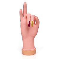 Krofaue Nail Practice Hand Practice Nail Tips Art Trainer Training Hand Tool Flexible Bendable Movable Fake Mannequin Right Ha