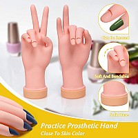 Krofaue Nail Practice Hand Practice Nail Tips Art Trainer Training Hand Tool Flexible Bendable Movable Fake Mannequin Right Ha