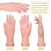 Krofaue Nail Practice Hand Practice Nail Tips Art Trainer Training Hand Tool Flexible Bendable Movable Fake Mannequin Right Ha