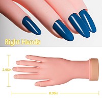 Krofaue Nail Practice Hand Practice Nail Tips Art Trainer Training Hand Tool Flexible Bendable Movable Fake Mannequin Right Ha