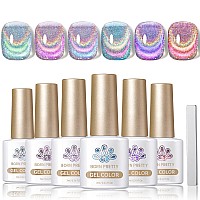 Born Pretty Magnetic Gel Nail Polish Holographic Glass Cat Magnetic Eye Gel Polish Nail Gel Soak Off Nail Art Salon Manicure Col