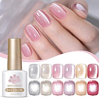 Born Pretty Magnetic Gel Nail Polish Water Light Cat Magnetic Eye Gel Jelly Pink Glass Crystal Magnetic Gel Polish Glitter Shimm