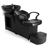 Artist Hand Shampoo Bowls For Salons With Chair Shampoo Barber Backwash Chair Ceramic Shampoo Bowl Sink Chair With Foot Pedal