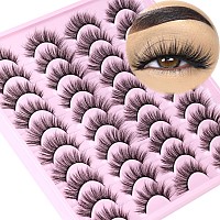 20 Pairs Lashes Wispy Faux Mink Lashes Fluffy 15Mm Cat Eye False Eyelashes Natural Look 3D Volume C Curl Strip Lashes Pack By Ki