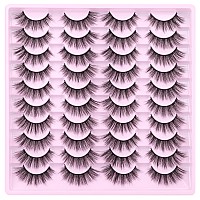 20 Pairs Lashes Wispy Faux Mink Lashes Fluffy 15Mm Cat Eye False Eyelashes Natural Look 3D Volume C Curl Strip Lashes Pack By Ki