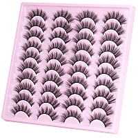 20 Pairs Lashes Wispy Faux Mink Lashes Fluffy 15Mm Cat Eye False Eyelashes Natural Look 3D Volume C Curl Strip Lashes Pack By Ki