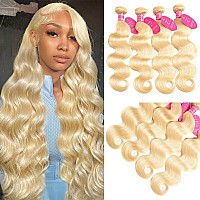 Seekomi Blonde Body Wave Human Hair Bundles Brazilian 613 4 Bundles Human Hair Body Wave 16 18 20 22 Inch 100 Virgin Unprocesse