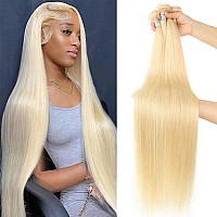 Seekomi Blonde Straight Human Hair Bundles 12A Virgin Rrmy 10 12 14 16 Inch 613 Human Hair Straight 4 Bundles Brazilian Hair Wea