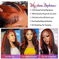 Daphernew 200 Density 13X6 Ginger Lace Front Wigs Human Hair Pre Plucked For Women Ombre 13X6 Hd Transparent Ginger Orange Skun