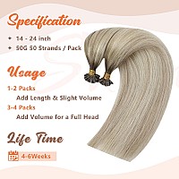 Sunny U Tip Hair Extensions Human Hair Balayage Blonde Utip Hair Extensions Ombre Cool Ash Grey To Platinum Blonde Balayage Kera