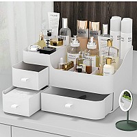 Pofuot Skin Care Organizermakeup Desk Organizer With Drawerscountertop Organizer For Cosmeticsvanity Brush With Holder For Li