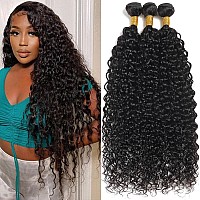 Seekomi Human Hair Bundles Brazilian 14 16 18 Inch Water Wave Human Hair Bundles 100 Unprocessed Virgin Water Wave 3 Bundles Hu