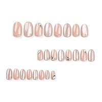 Magrace Press On Nails Short Almond Fake Nails French Tips False Nails With Designs 24 Pcs Stick On Nails For Women