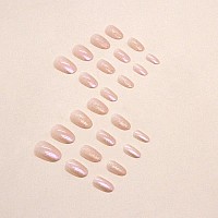 Magrace Press On Nails Short Almond Fake Nails French Tips False Nails With Designs 24 Pcs Stick On Nails For Women