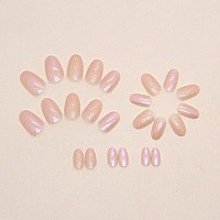 Magrace Press On Nails Short Almond Fake Nails French Tips False Nails With Designs 24 Pcs Stick On Nails For Women