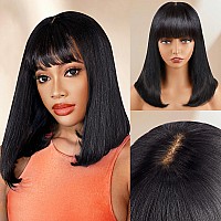 Bob Wig With Bangs Human Hair 4X2 Lace Bob Wig Human Hair With Bangs 180 Density Glueless Bang Bob Wigs Human Hair Wig For Wome