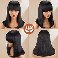 Bob Wig With Bangs Human Hair 4X2 Lace Bob Wig Human Hair With Bangs 180 Density Glueless Bang Bob Wigs Human Hair Wig For Wome