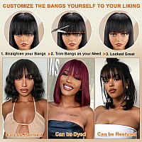 Bob Wig With Bangs Human Hair 4X2 Lace Bob Wig Human Hair With Bangs 180 Density Glueless Bang Bob Wigs Human Hair Wig For Wome